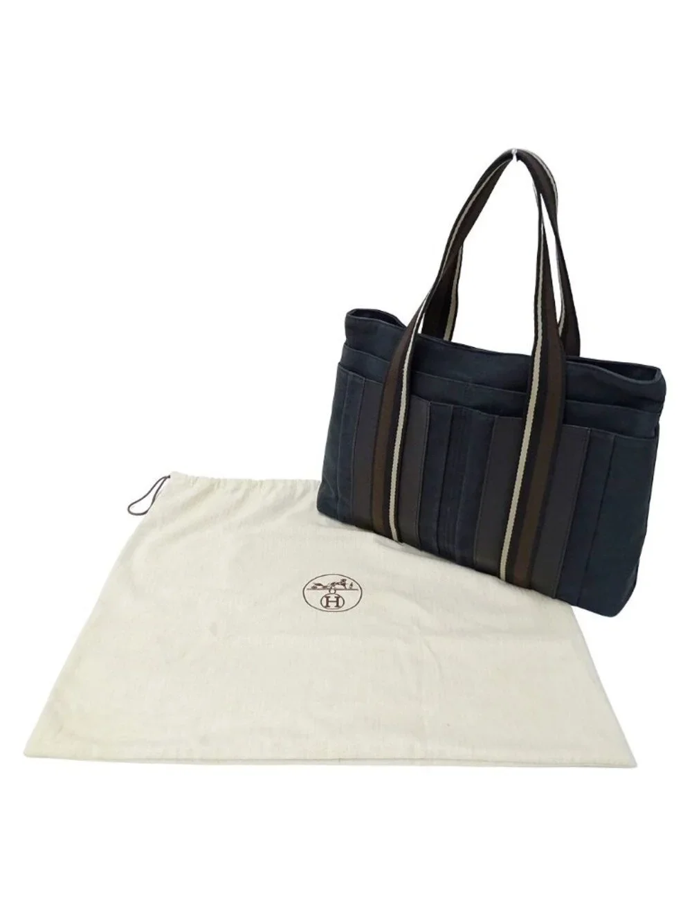 Hermes Tote Troca Horizontal MM Canvas Black